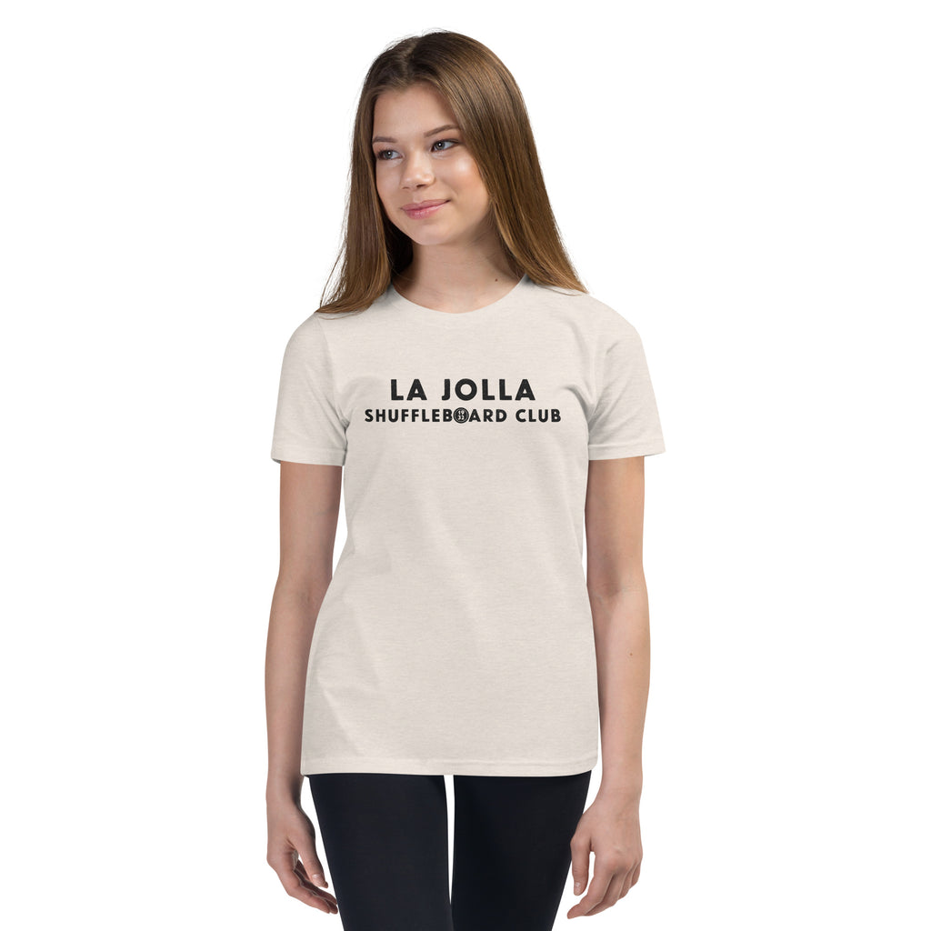 La Jolla Shuffleboard Club 1932 California vintage graphic, printed on a SodaPop Cool kids t-shirt.