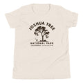 Joshua tree and a desert bird in classic national park styling, printed on a SodaPop Cool kids t-shirt.