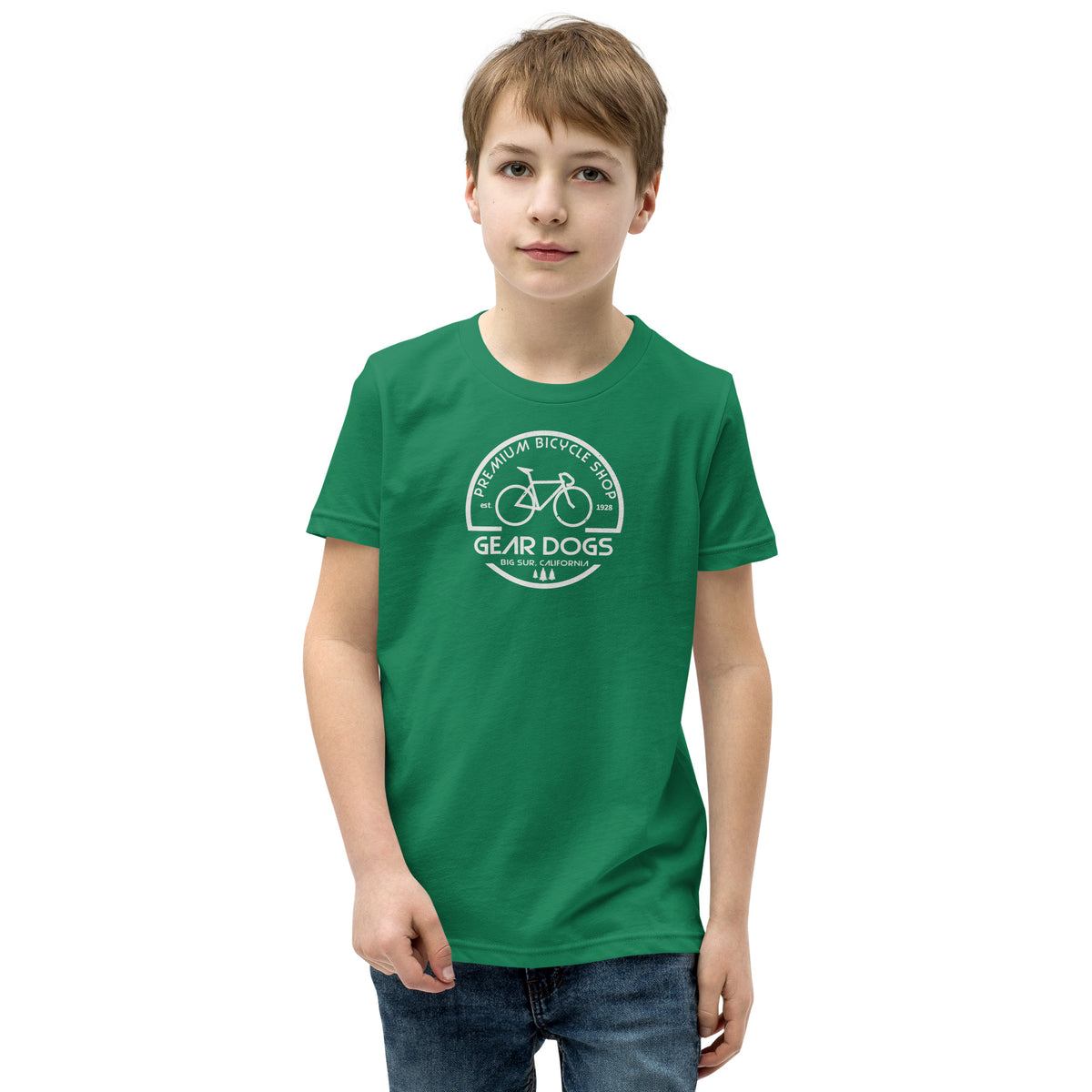 Gear Dogs Bike Shop Big Sur vintage graphic, printed on a SodaPop Cool kids t-shirt.