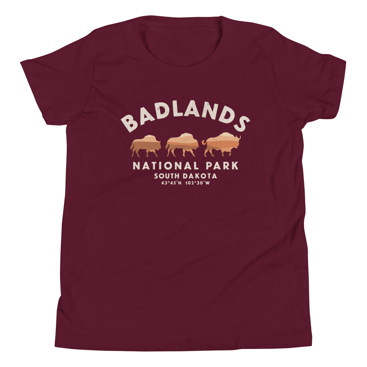 Badlands National Park South Dakota Bison vintage graphic, printed on a SodaPop Cool kids t-shirt.