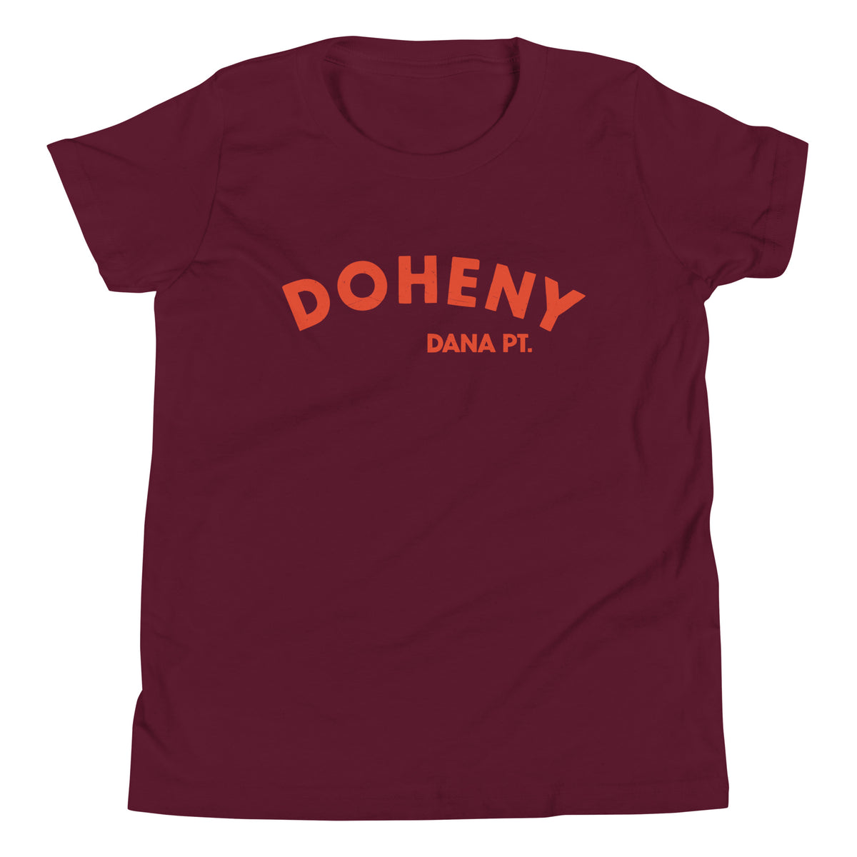"Doheny Dana Point" in vintage California surf lettering, printed on a SodaPop Cool kids t-shirt.