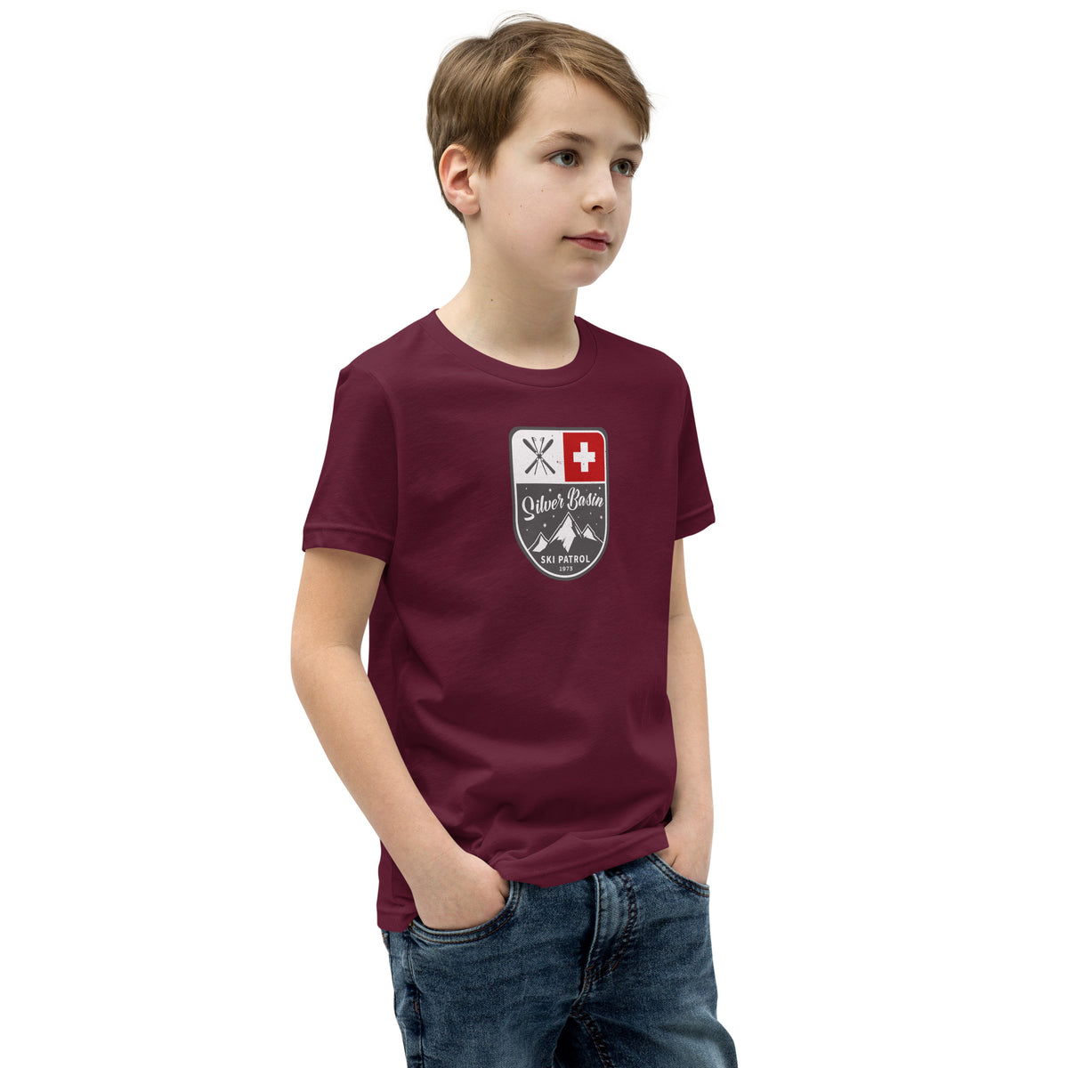 Silver Basin Ski California vintage graphic, printed on a SodaPop Cool kids t-shirt.