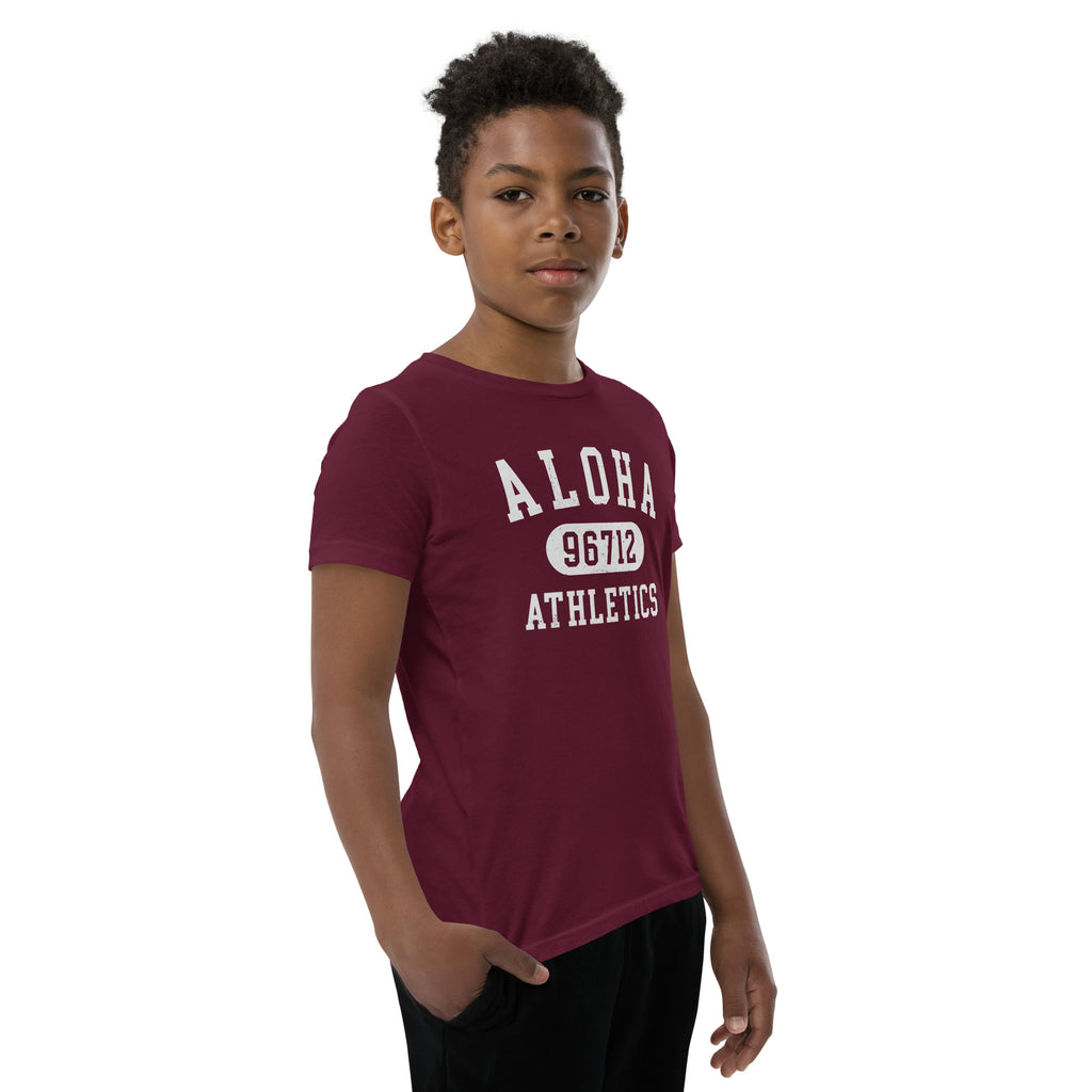 Aloha Hawaii Athletics 96712 vintage graphic, printed on a SodaPop Cool kids t-shirt.