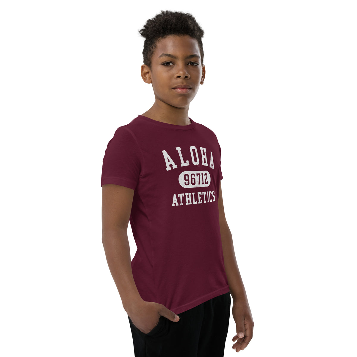 Aloha Hawaii Athletics 96712 vintage graphic, printed on a SodaPop Cool kids t-shirt.