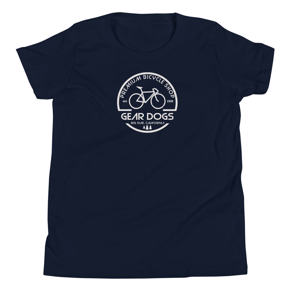 Gear Dogs Bike Shop Big Sur vintage graphic, printed on a SodaPop Cool kids t-shirt.