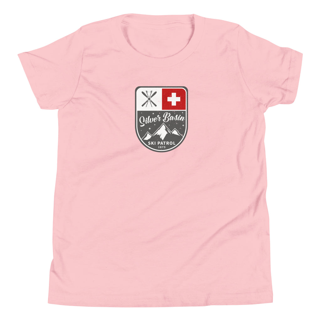 Silver Basin Ski California vintage graphic, printed on a SodaPop Cool kids t-shirt.