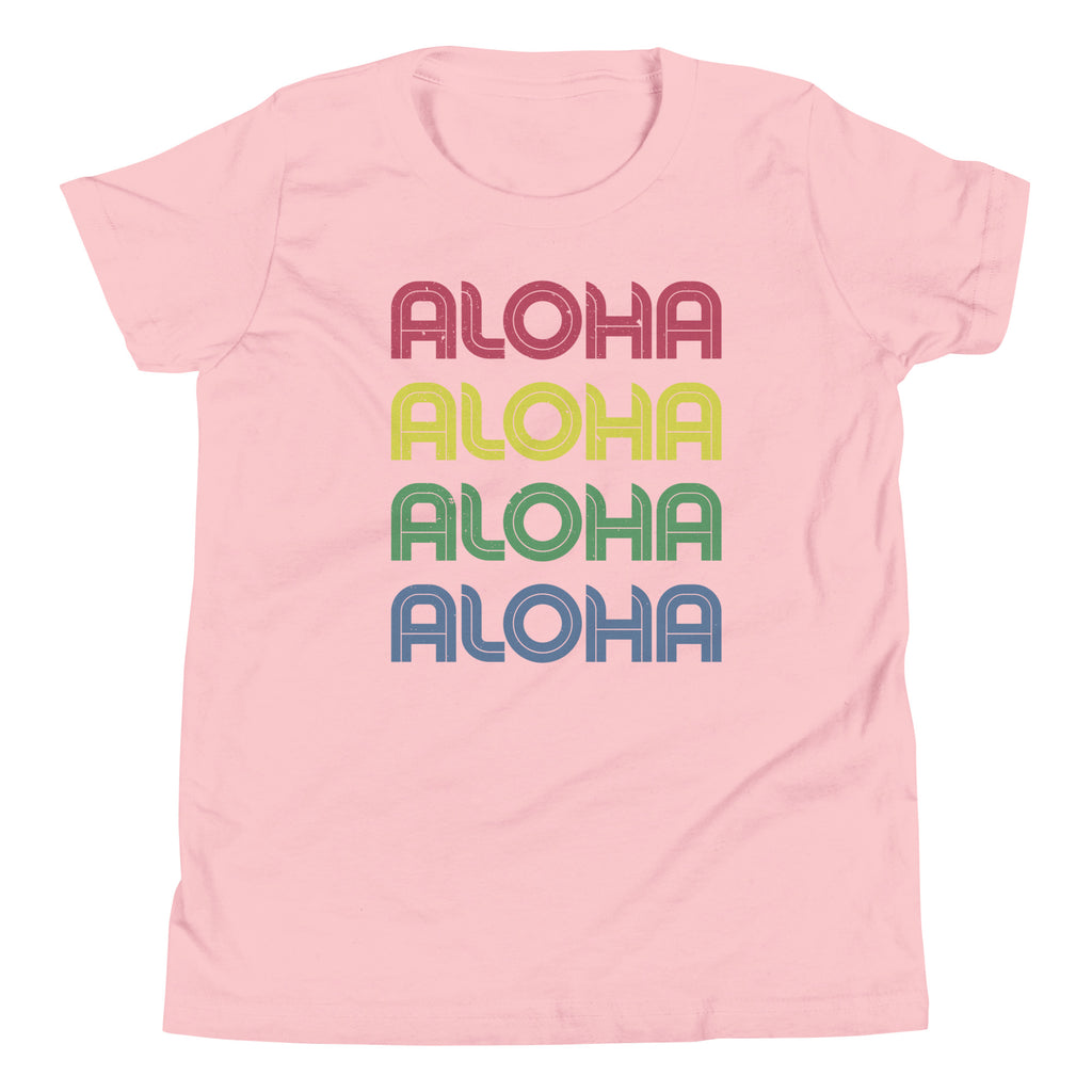 Aloha Hawaii Colors x 4 vintage graphic, printed on a SodaPop Cool kids t-shirt.