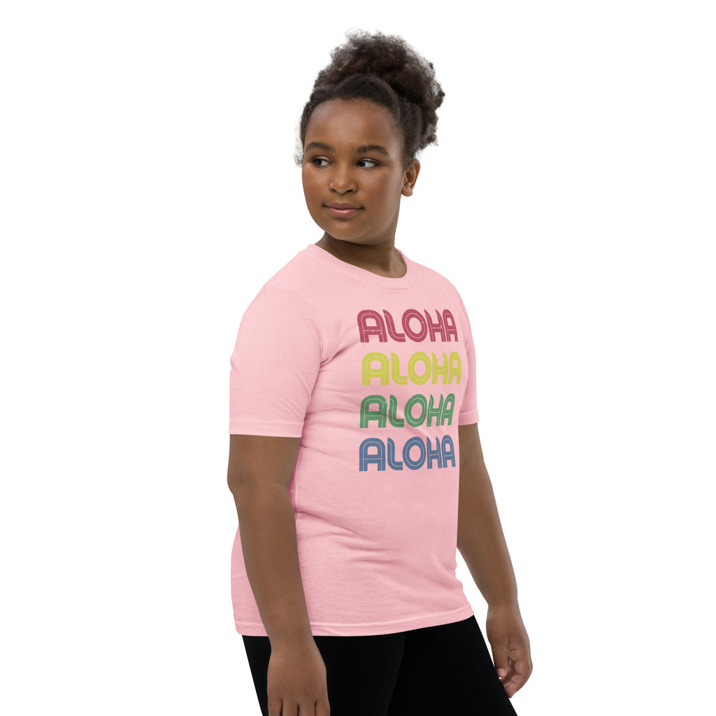 Aloha Hawaii Colors x 4 vintage graphic, printed on a SodaPop Cool kids t-shirt.