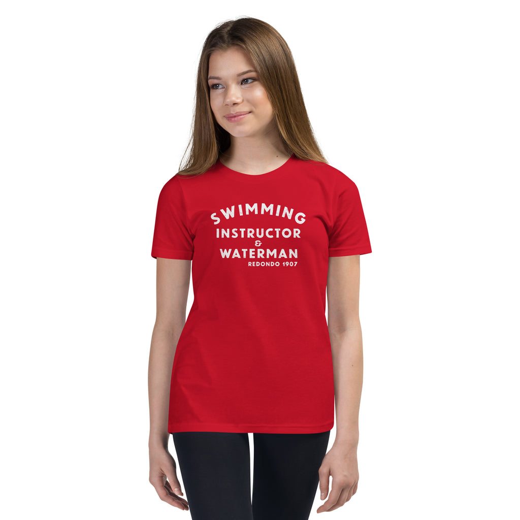 Swimming Instructor & Waterman California vintage graphic, printed on a SodaPop Cool kids t-shirt.