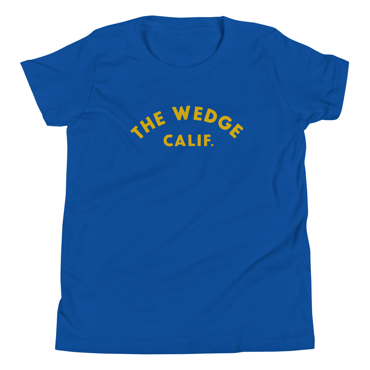 "The Wedge" in classic California surf lettering, printed on a SodaPop Cool kids t-shirt.