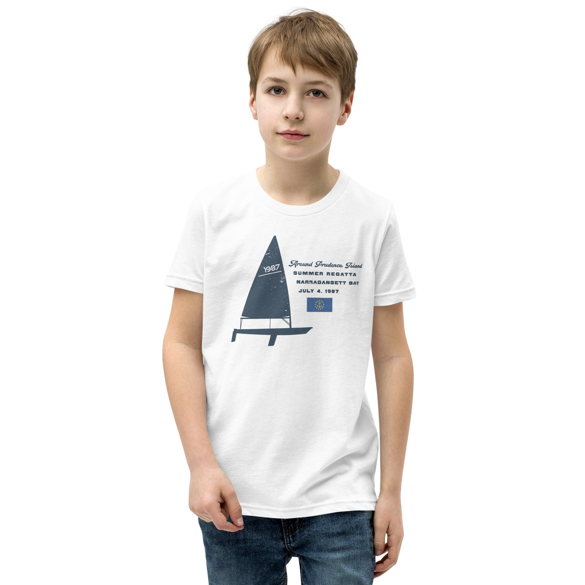 Rhode Island Sailing Prudence vintage graphic, printed on a SodaPop Cool kids t-shirt.