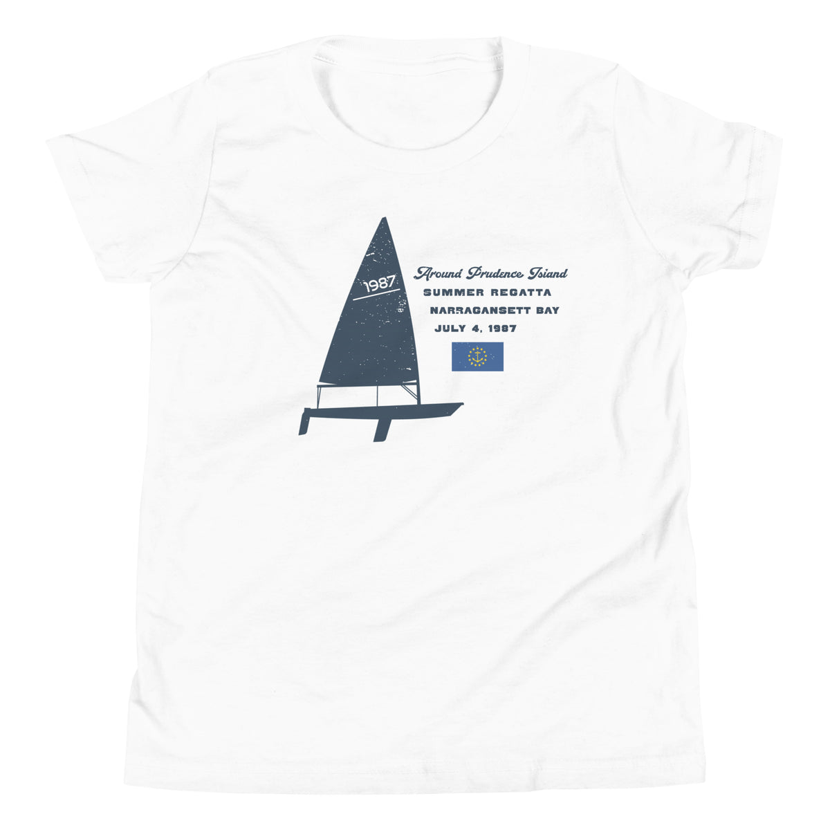 Rhode Island Sailing Prudence vintage graphic, printed on a SodaPop Cool kids t-shirt.