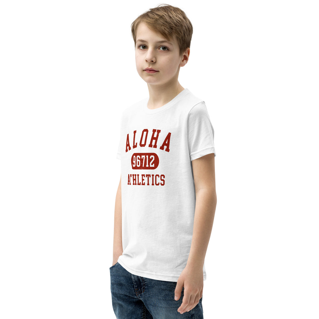Aloha Hawaii Athletics 96712 vintage graphic, printed on a SodaPop Cool kids t-shirt.